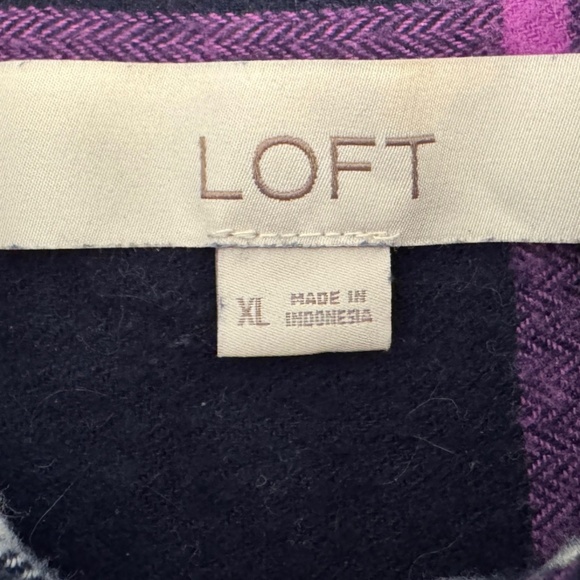 Loft Blue & Purple Plaid Flannel Shirt Size XL - Picture 4 of 6